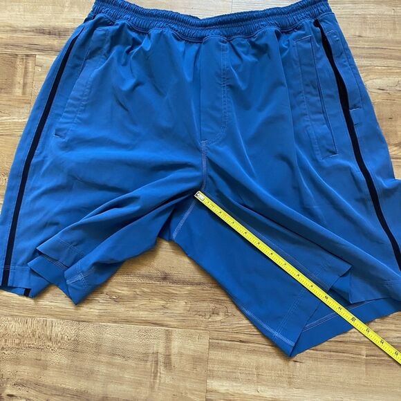 LULULEMON XL Men’s Pacebreaker Lined Running Shorts 10” Blue Black Stripe Casual - Picture 9 of 16